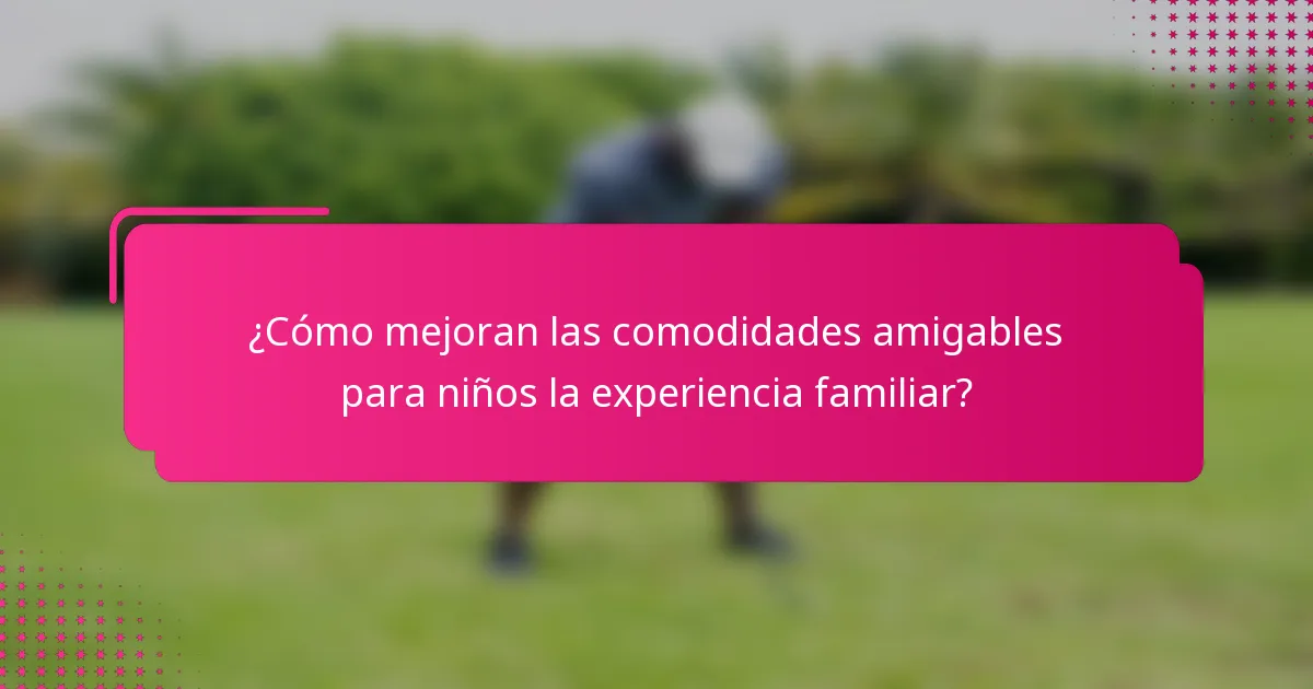 ¿Cómo mejoran las comodidades amigables para niños la experiencia familiar?