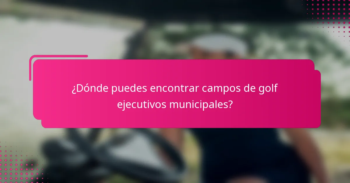 ¿Dónde puedes encontrar campos de golf ejecutivos municipales?